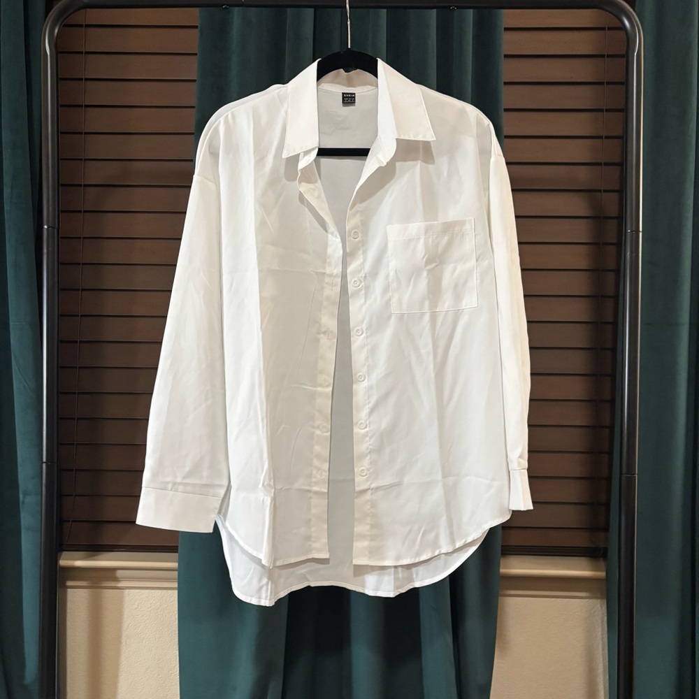 SHEIN White Button Down Shirt Classic Top